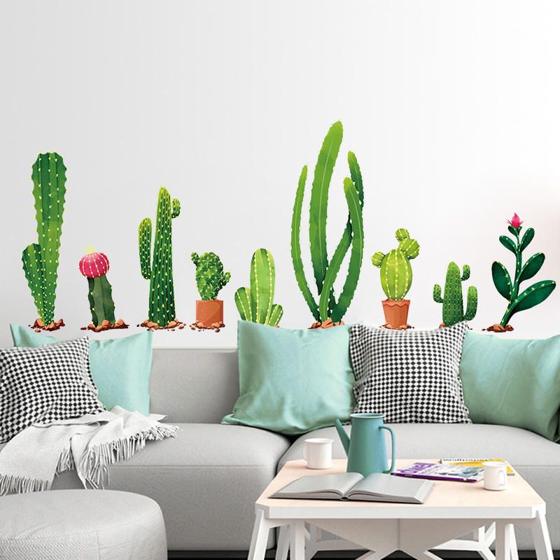 Miico Creative Cartoon Cactus Pvc Extraíble Hogar Habitación Decorativa Pared Puerta Decoración Pegatina