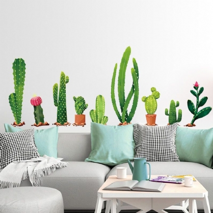 Miico Creative Cartoon Cactus Pvc Extraíble Hogar Habitación Decorativa Pared Puerta Decoración Pegatina