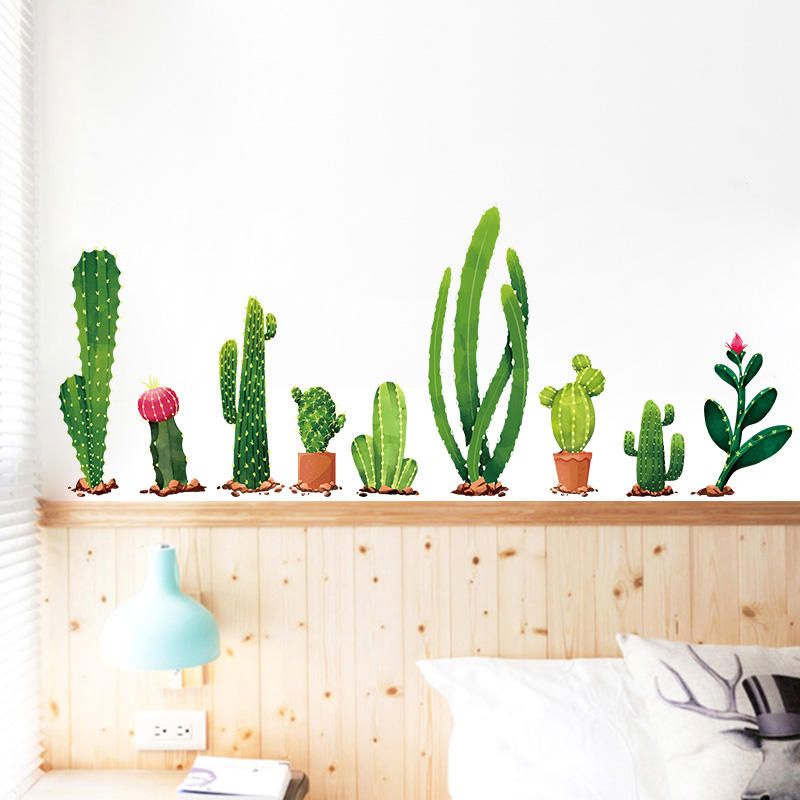 Miico Creative Cartoon Cactus Pvc Extraíble Hogar Habitación Decorativa Pared Puerta Decoración Pegatina