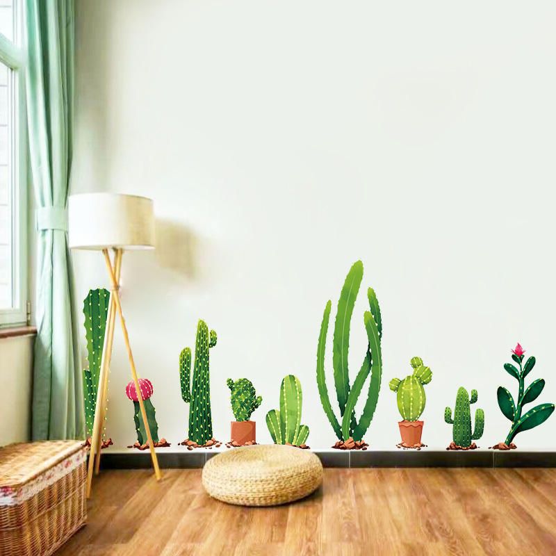 Miico Creative Cartoon Cactus Pvc Extraíble Hogar Habitación Decorativa Pared Puerta Decoración Pegatina