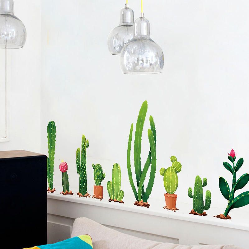 Miico Creative Cartoon Cactus Pvc Extraíble Hogar Habitación Decorativa Pared Puerta Decoración Pegatina