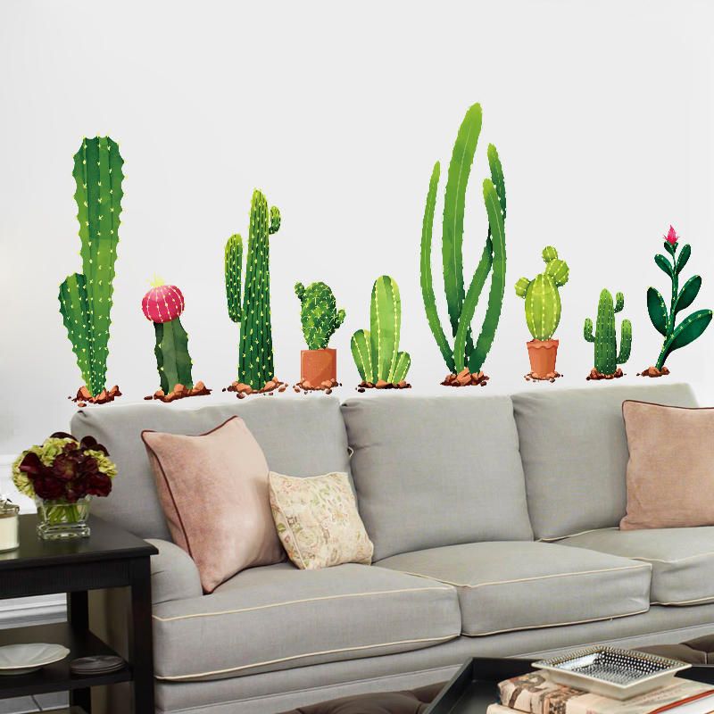 Miico Creative Cartoon Cactus Pvc Extraíble Hogar Habitación Decorativa Pared Puerta Decoración Pegatina