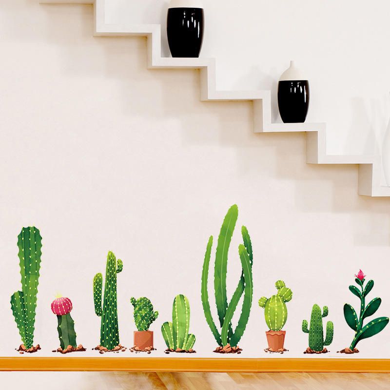 Miico Creative Cartoon Cactus Pvc Extraíble Hogar Habitación Decorativa Pared Puerta Decoración Pegatina