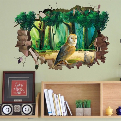 Miico Creativo 3d Animal Búho Pared Rota Extraíble Hogar Impermeable Decorativo Decoración De Pared Pegatina