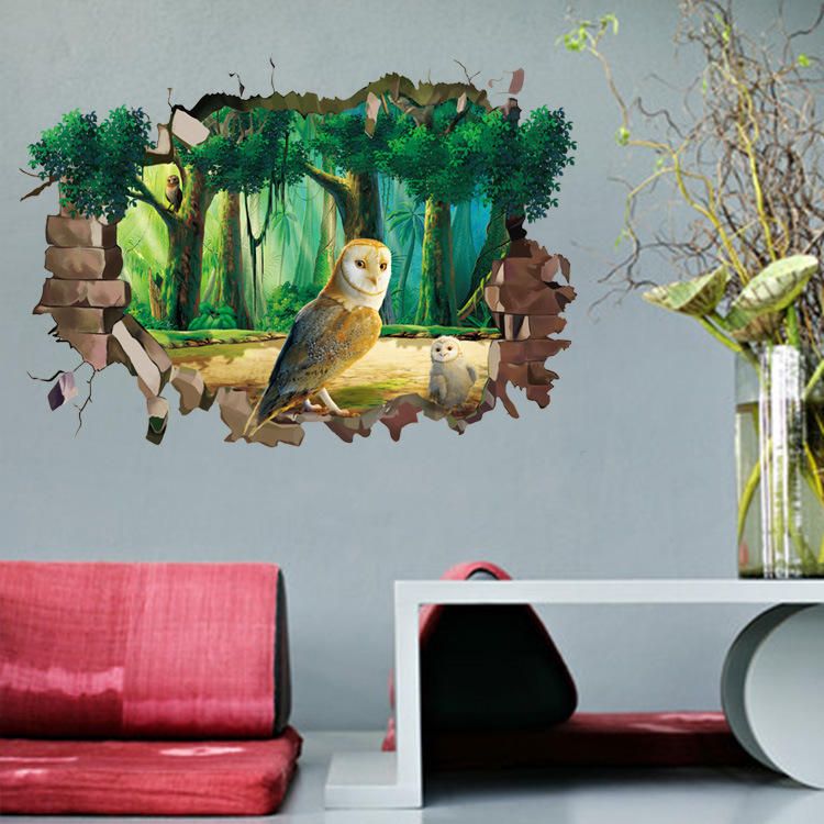 Miico Creativo 3d Animal Búho Pared Rota Extraíble Hogar Impermeable Decorativo Decoración De Pared Pegatina