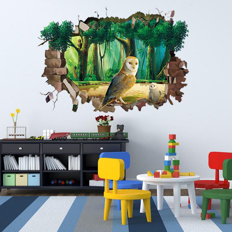 Miico Creativo 3d Animal Búho Pared Rota Extraíble Hogar Impermeable Decorativo Decoración De Pared Pegatina