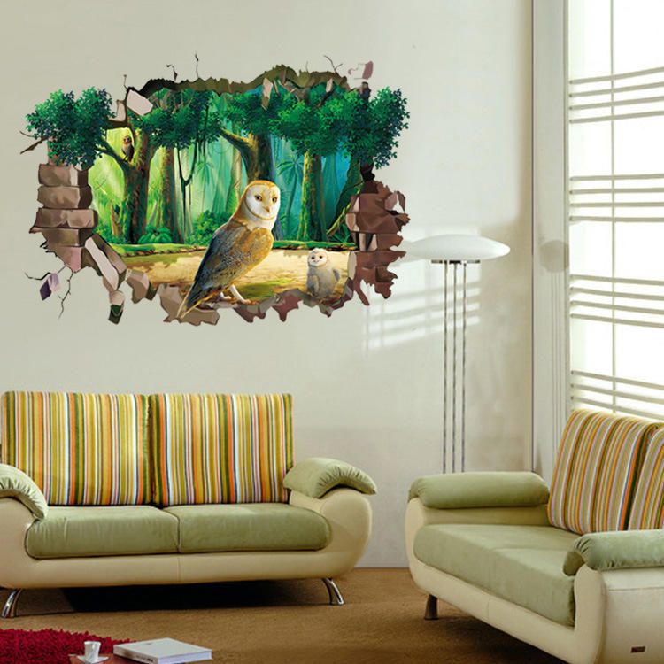 Miico Creativo 3d Animal Búho Pared Rota Extraíble Hogar Impermeable Decorativo Decoración De Pared Pegatina