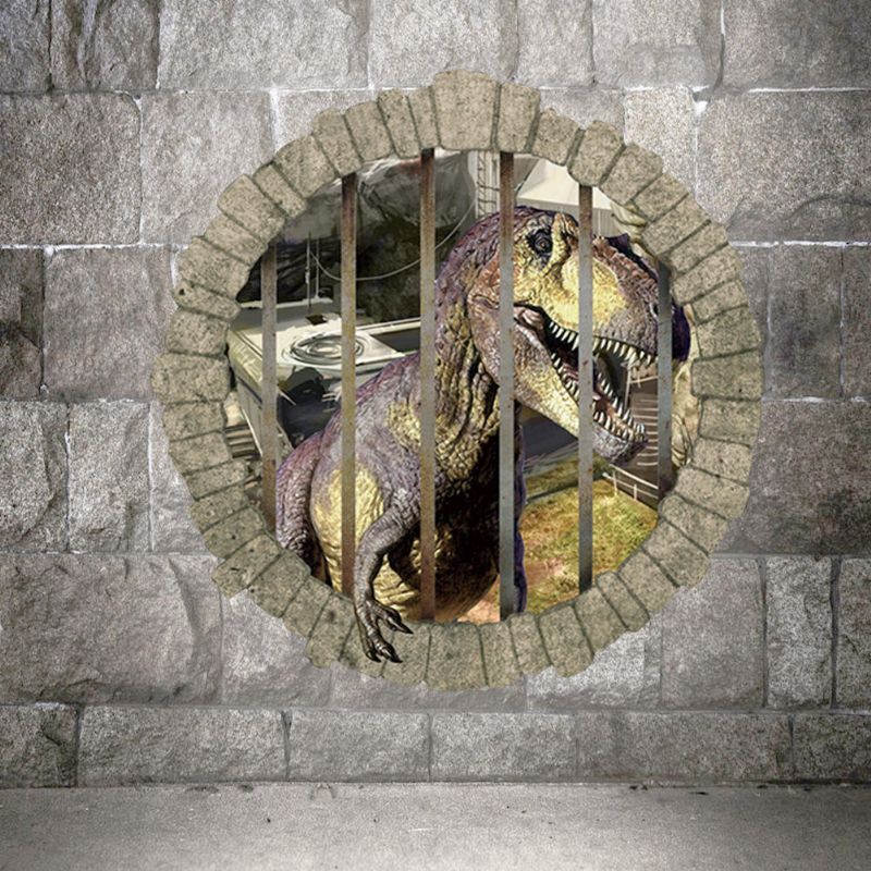 Miico Creativo 3d Dinosaurio En Jaula Pvc Extraíble Hogar Habitación Decorativa Pared Puerta Decoración Pegatina