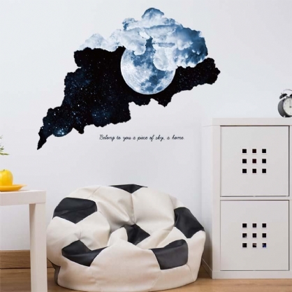 Miico Creativo 3d Luna Noche Estrella Skytear Patrón Pvc Extraíble Hogar Habitación Decorativa Pared Puerta Decoración Pegatina