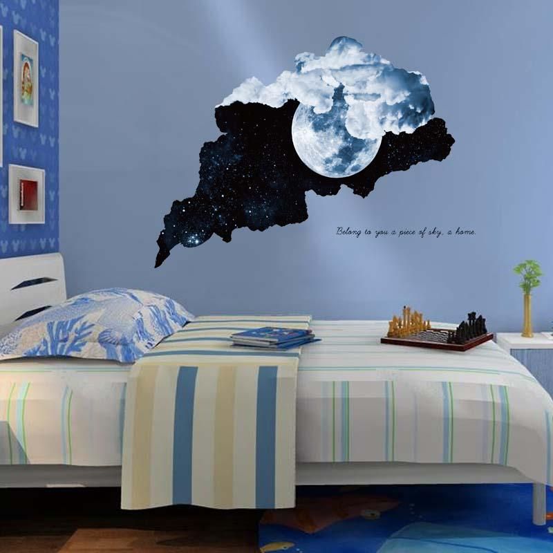 Miico Creativo 3d Luna Noche Estrella Skytear Patrón Pvc Extraíble Hogar Habitación Decorativa Pared Puerta Decoración Pegatina