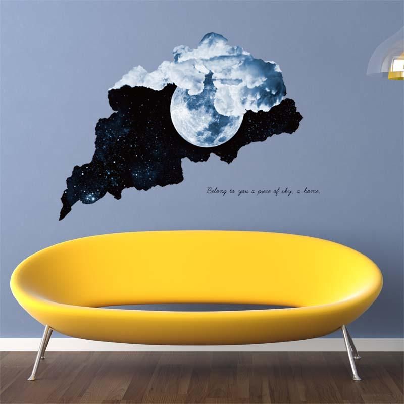 Miico Creativo 3d Luna Noche Estrella Skytear Patrón Pvc Extraíble Hogar Habitación Decorativa Pared Puerta Decoración Pegatina