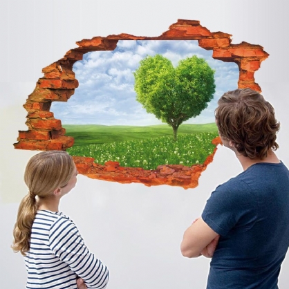 Miico Creativo 3d Paisaje De Árbol De Amor Pared Rota Extraíble Hogar Habitación Decoración De Pared Decorativa Pegatina