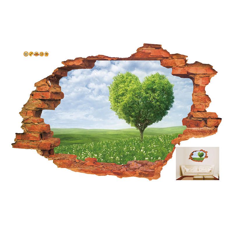 Miico Creativo 3d Paisaje De Árbol De Amor Pared Rota Extraíble Hogar Habitación Decoración De Pared Decorativa Pegatina