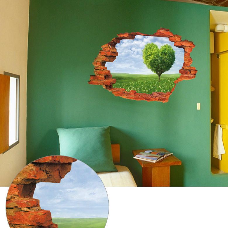 Miico Creativo 3d Paisaje De Árbol De Amor Pared Rota Extraíble Hogar Habitación Decoración De Pared Decorativa Pegatina