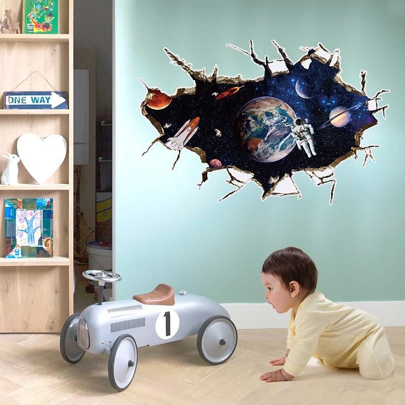 Miico Creativo 3d Universo Astronautas Planetas Extraíble Hogar Habitación Decorativa Pared Piso Decoración Pegatina