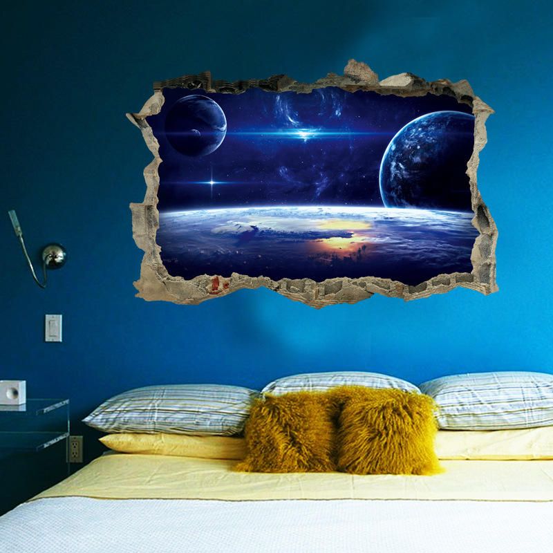 Miico Creativo 3d Universo Planeta Pared Rota Extraíble Hogar Habitación Decoración De Pared Pegatina