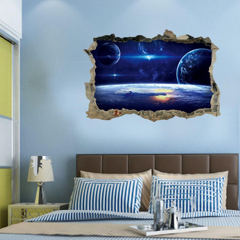 Miico Creativo 3d Universo Planeta Pared Rota Extraíble Hogar Habitación Decoración De Pared Pegatina