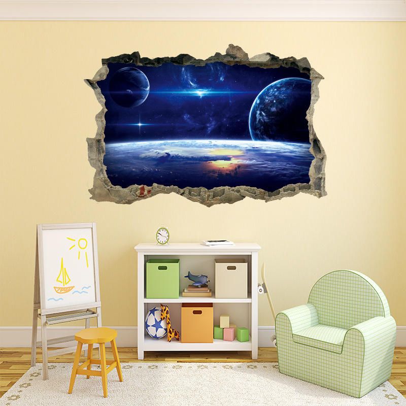 Miico Creativo 3d Universo Planeta Pared Rota Extraíble Hogar Habitación Decoración De Pared Pegatina