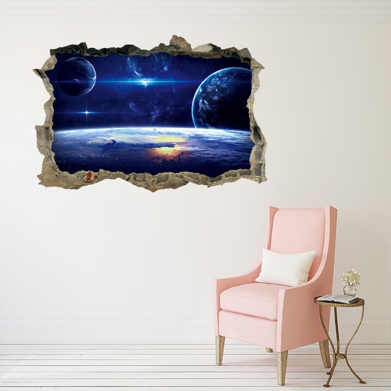 Miico Creativo 3d Universo Planeta Pared Rota Extraíble Hogar Habitación Decoración De Pared Pegatina