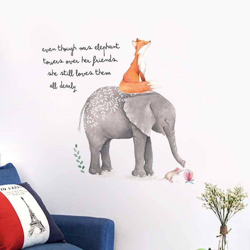 Miico Creativo Colorido De Dibujos Animados Elefante Zorro Pvc Extraíble Hogar Habitación Decorativa Pared Puerta Decoración Pegatina