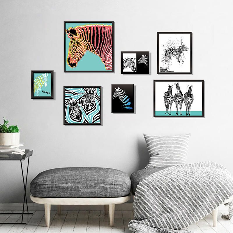 Miico Marco De Fotos Estéreo De Siete Dihombreiones Art Zebra Etiqueta De La Pared