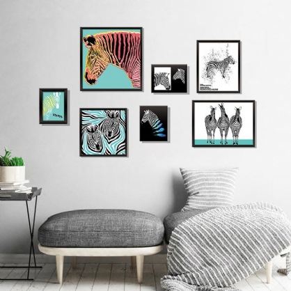 Miico Marco De Fotos Estéreo De Siete Dihombreiones Art Zebra Etiqueta De La Pared