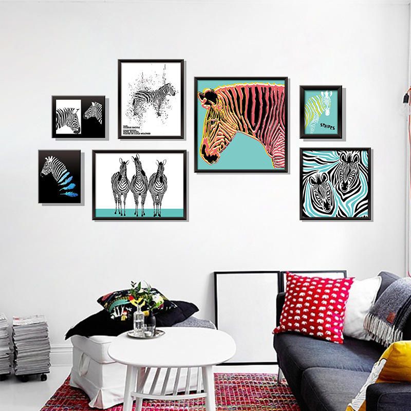 Miico Marco De Fotos Estéreo De Siete Dihombreiones Art Zebra Etiqueta De La Pared