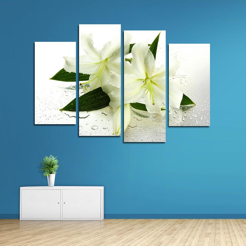 Miico Pintado A Mano Cuatro Pinturas Decorativas Combinadas Arte De Pared De Flor De Lirio Botánico Para Decoración Del Hogar