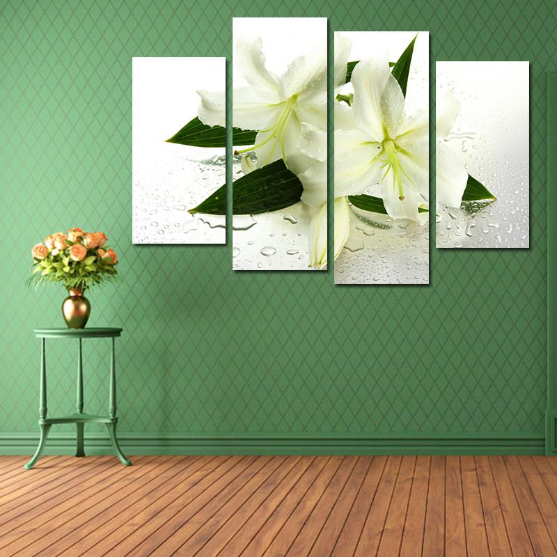 Miico Pintado A Mano Cuatro Pinturas Decorativas Combinadas Arte De Pared De Flor De Lirio Botánico Para Decoración Del Hogar