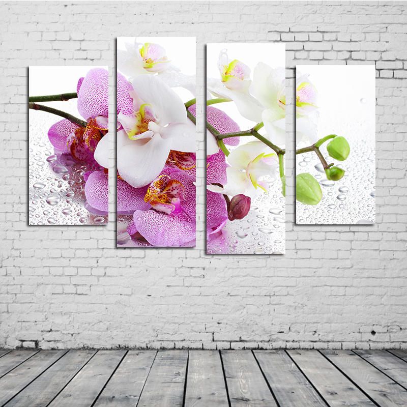 Miico Pintado A Mano Cuatro Pinturas Decorativas Combinadas Botánico Phalaenopsis Arte De Pared Para Decoración Del Hogar