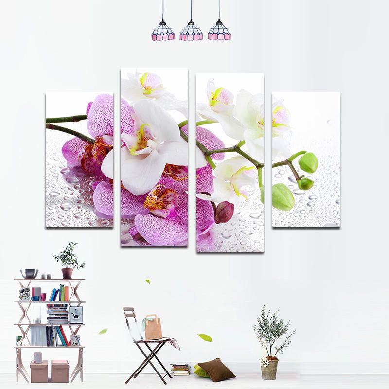 Miico Pintado A Mano Cuatro Pinturas Decorativas Combinadas Botánico Phalaenopsis Arte De Pared Para Decoración Del Hogar