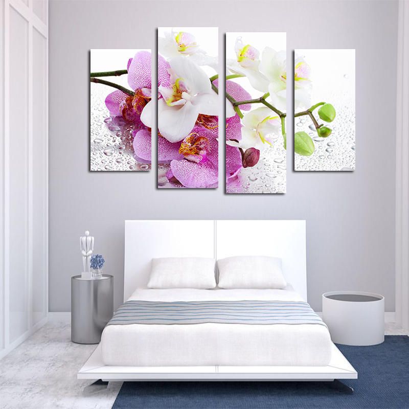 Miico Pintado A Mano Cuatro Pinturas Decorativas Combinadas Botánico Phalaenopsis Arte De Pared Para Decoración Del Hogar