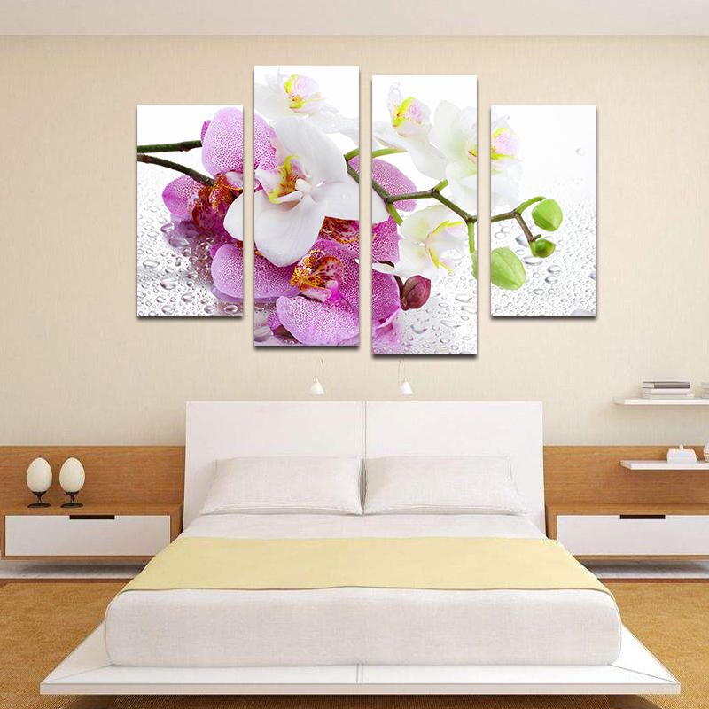 Miico Pintado A Mano Cuatro Pinturas Decorativas Combinadas Botánico Phalaenopsis Arte De Pared Para Decoración Del Hogar