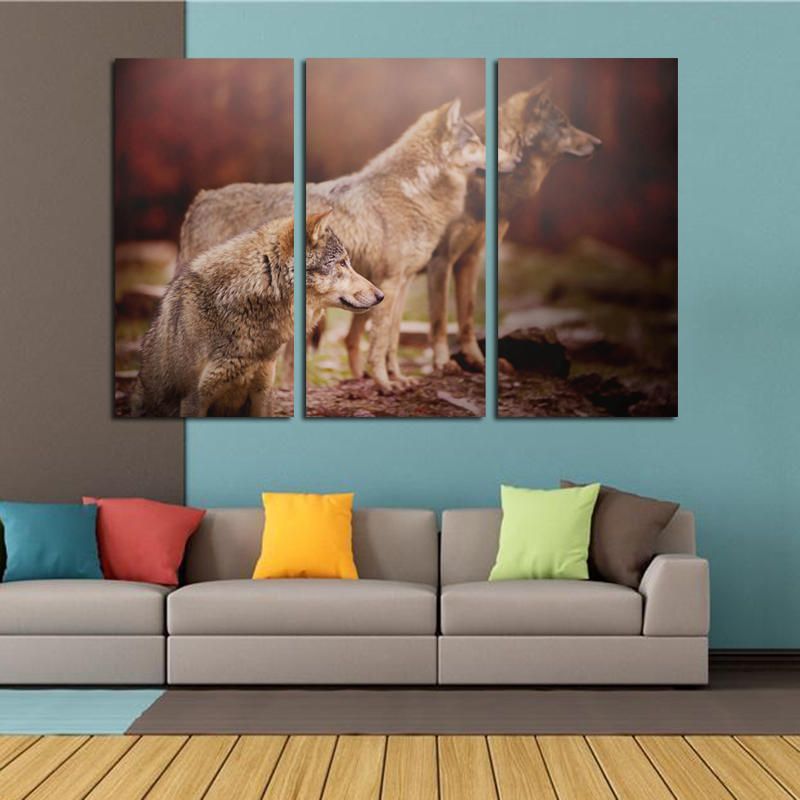 Miico Pintado A Mano Tres Pinturas Decorativas Combinadas Arte De Pared De Tres Perros Para Decoración Del Hogar