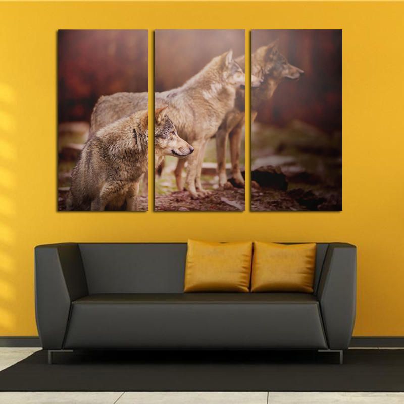 Miico Pintado A Mano Tres Pinturas Decorativas Combinadas Arte De Pared De Tres Perros Para Decoración Del Hogar