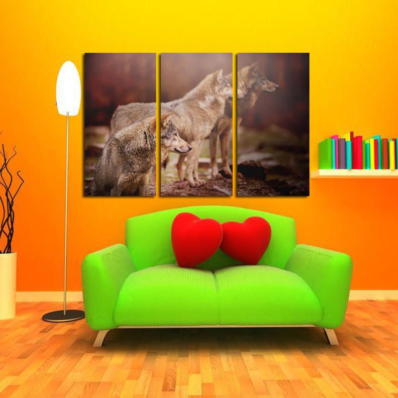 Miico Pintado A Mano Tres Pinturas Decorativas Combinadas Arte De Pared De Tres Perros Para Decoración Del Hogar