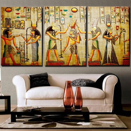 Miico Pintado A Mano Tres Pinturas Decorativas Combinadas Cleopatra Retrato Arte De La Pared Para La Decoración Del Hogar