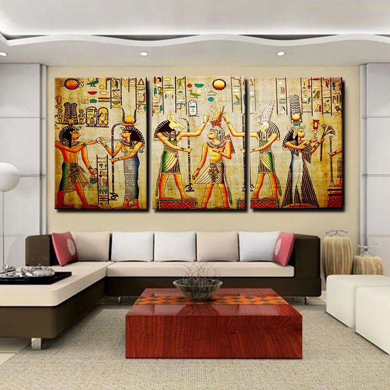 Miico Pintado A Mano Tres Pinturas Decorativas Combinadas Cleopatra Retrato Arte De La Pared Para La Decoración Del Hogar