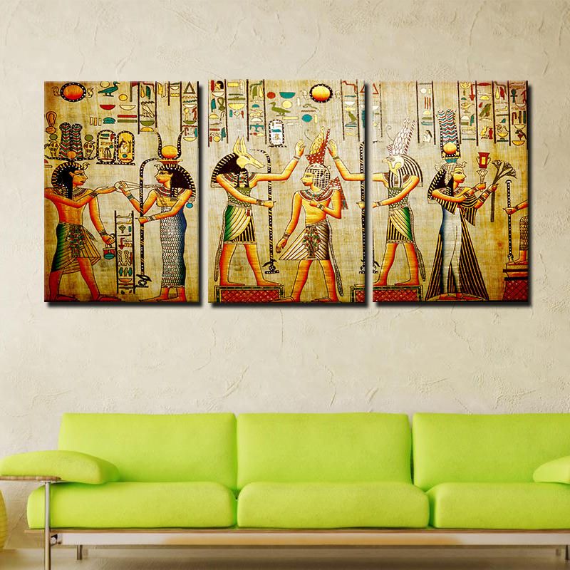 Miico Pintado A Mano Tres Pinturas Decorativas Combinadas Cleopatra Retrato Arte De La Pared Para La Decoración Del Hogar