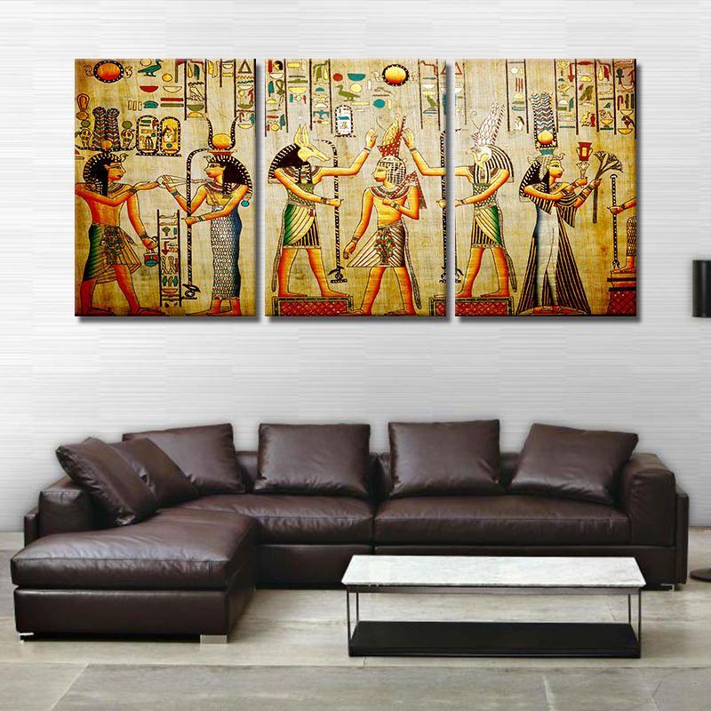 Miico Pintado A Mano Tres Pinturas Decorativas Combinadas Cleopatra Retrato Arte De La Pared Para La Decoración Del Hogar