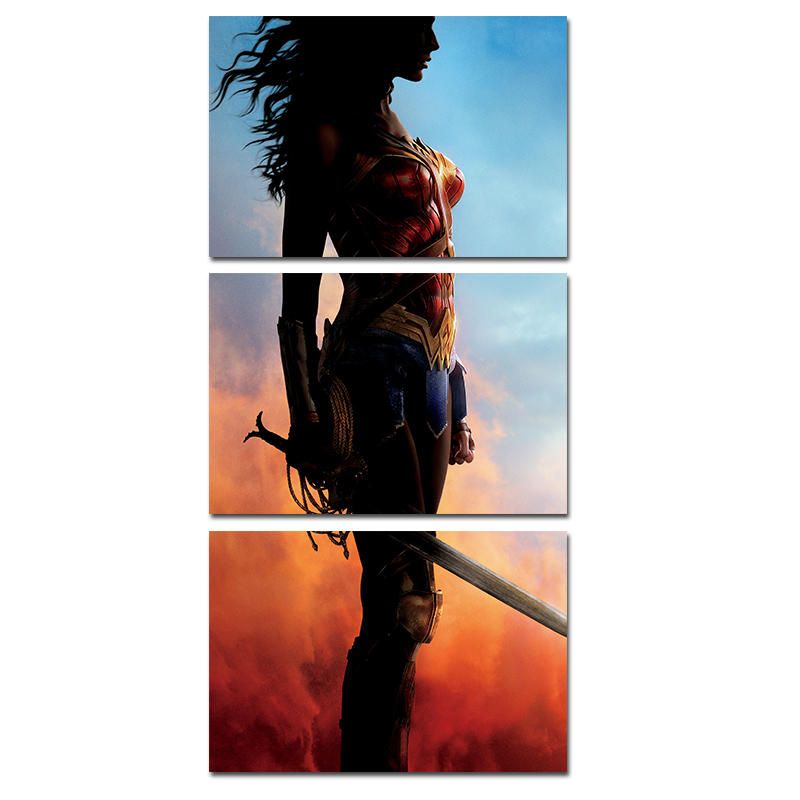 Miico Pintado A Mano Tres Pinturas Decorativas Combinadas Wonder Woman Wall Art Para Decoración Del Hogar