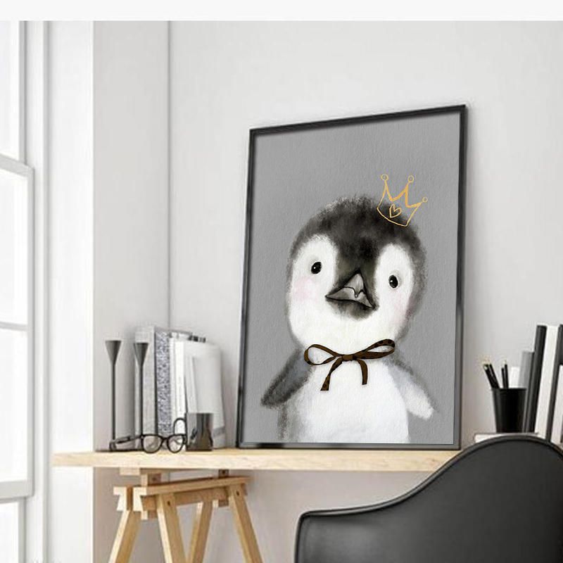 Miico Pinturas Al Óleo Pintadas A Mano Pinturas De Pingüinos De Dibujos Animados Arte De La Pared Para La Decoración Del Hogar