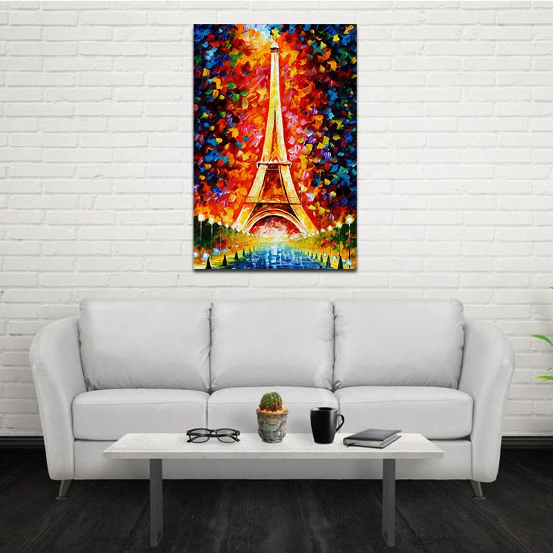 Miico Pinturas Al Óleo Pintadas A Mano Torre Eiffel Paisaje Arte De La Pared Para La Decoración Del Hogar