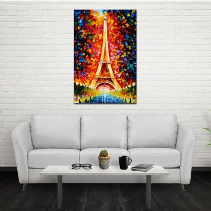 Miico Pinturas Al Óleo Pintadas A Mano Torre Eiffel Paisaje Arte De La Pared Para La Decoración Del Hogar