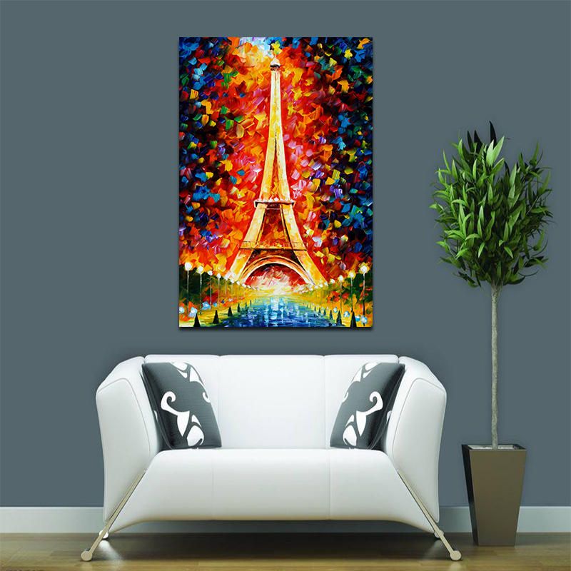 Miico Pinturas Al Óleo Pintadas A Mano Torre Eiffel Paisaje Arte De La Pared Para La Decoración Del Hogar