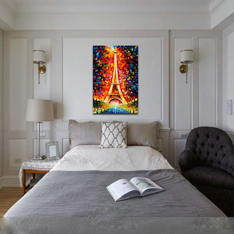 Miico Pinturas Al Óleo Pintadas A Mano Torre Eiffel Paisaje Arte De La Pared Para La Decoración Del Hogar