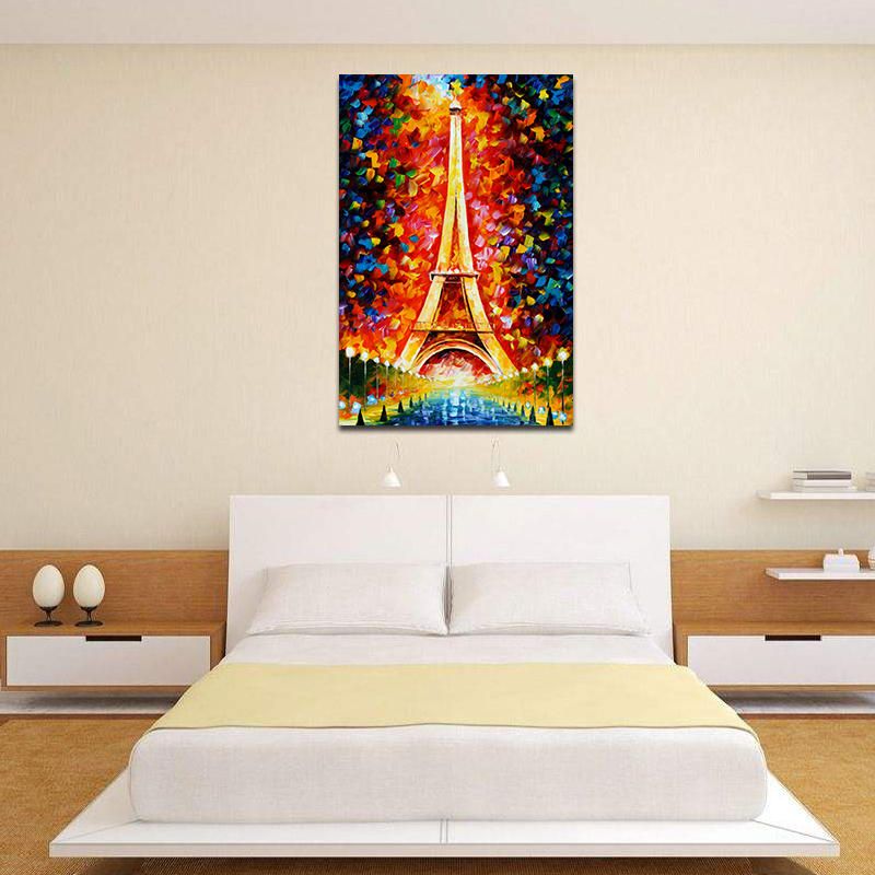 Miico Pinturas Al Óleo Pintadas A Mano Torre Eiffel Paisaje Arte De La Pared Para La Decoración Del Hogar