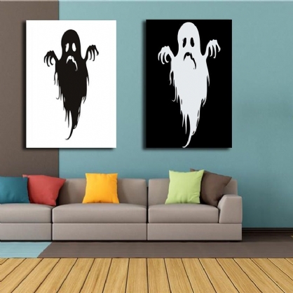 Miico Pinturas Decorativas Combinadas Pintadas A Mano Arte De La Pared Del Fantasma De Halloween Para La Decoración Del Hogar