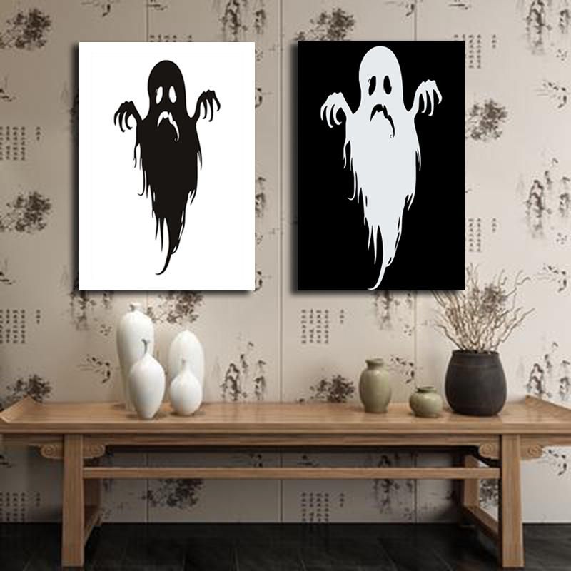 Miico Pinturas Decorativas Combinadas Pintadas A Mano Arte De La Pared Del Fantasma De Halloween Para La Decoración Del Hogar