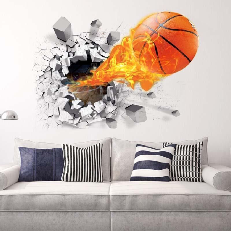 Moda 3d Baloncesto Etiqueta De La Pared Cartel Verde Pegatinas De Arte Habitaciones Para Niños Decoración Del Hogar Accesorios Decoración Extraíble Impermeable Pared Del Hogar Decoración De Bricolaje Baloncesto Etiqueta De La Pared